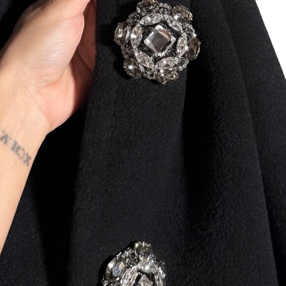 Dsquared2 Georgina Black Bonded Wool Crystal Buttons Coat - Picture 4 of 12